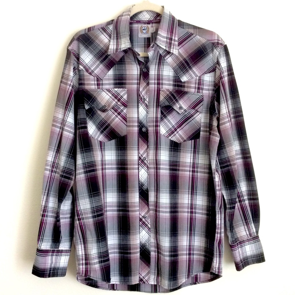 Cinch Men’s 100% Cotton Western Snap Down Shirt Sz S Activewear Workwear
